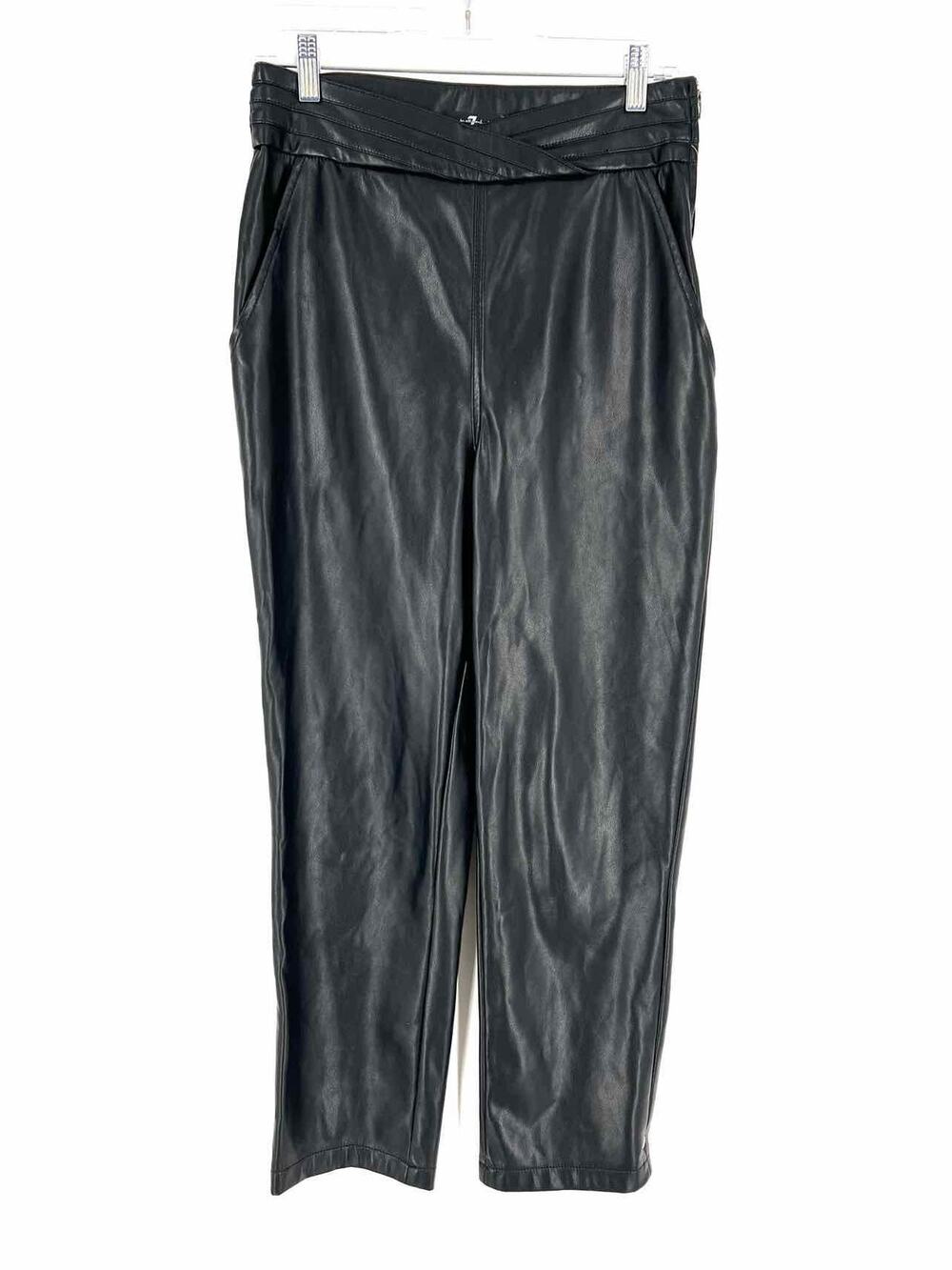 7 For All Mankind Size M Black Zipper Faux Leather Designer Pants